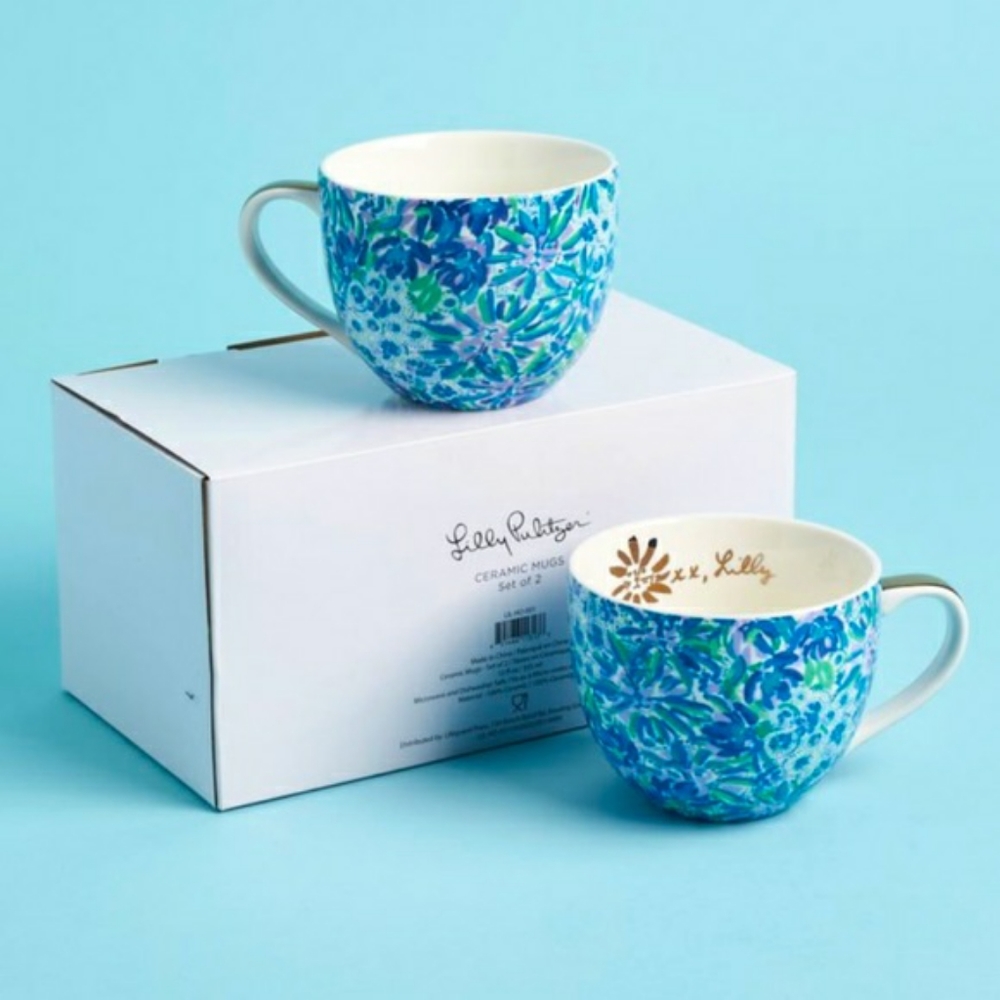 Lilly Pulitzer 2 Printed 12 oz Mug Set New in Box